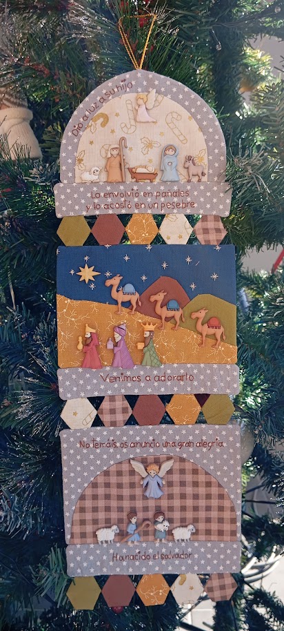 Belén de patchwork hecho a mano